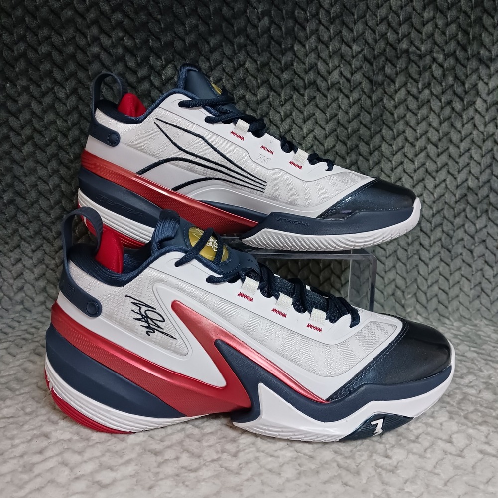361 Degrees AG5 Road to Gold White Blue Red Mens Basketball Sneaker Shoes Sz 8.5